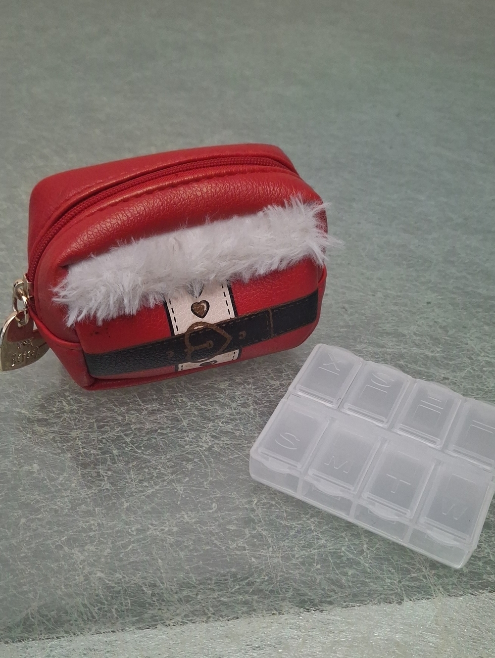 Betsey Johnson Santa Claus Christmas Pill Mini Pouch with Pill Container